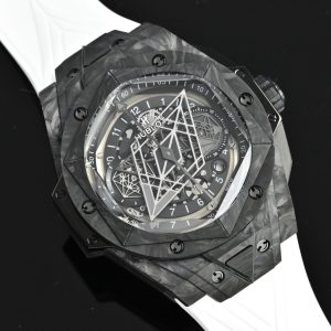 Hublot Big Bang Sang Bleu II Carbon Fibre Super Clone Watch 45mm 1139507121 - front view | Big Bang Sang Bleu
