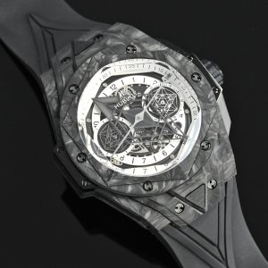 Hublot Big Bang Sang Bleu II Carbon Fibre Super Clone Luxury Watch 1139507107 - front view | Big Bang Sang Bleu
