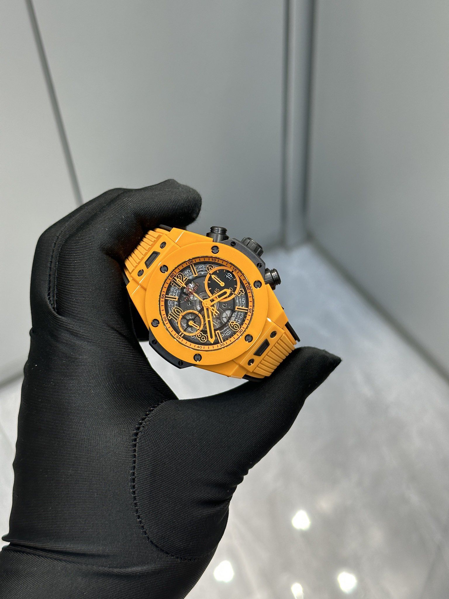 1-297.jpg Hublot Big Bang Unico Orange Ceramic 1:1 Super Clone Watch for Sale 1128806216 - side view | Big Bang Unico