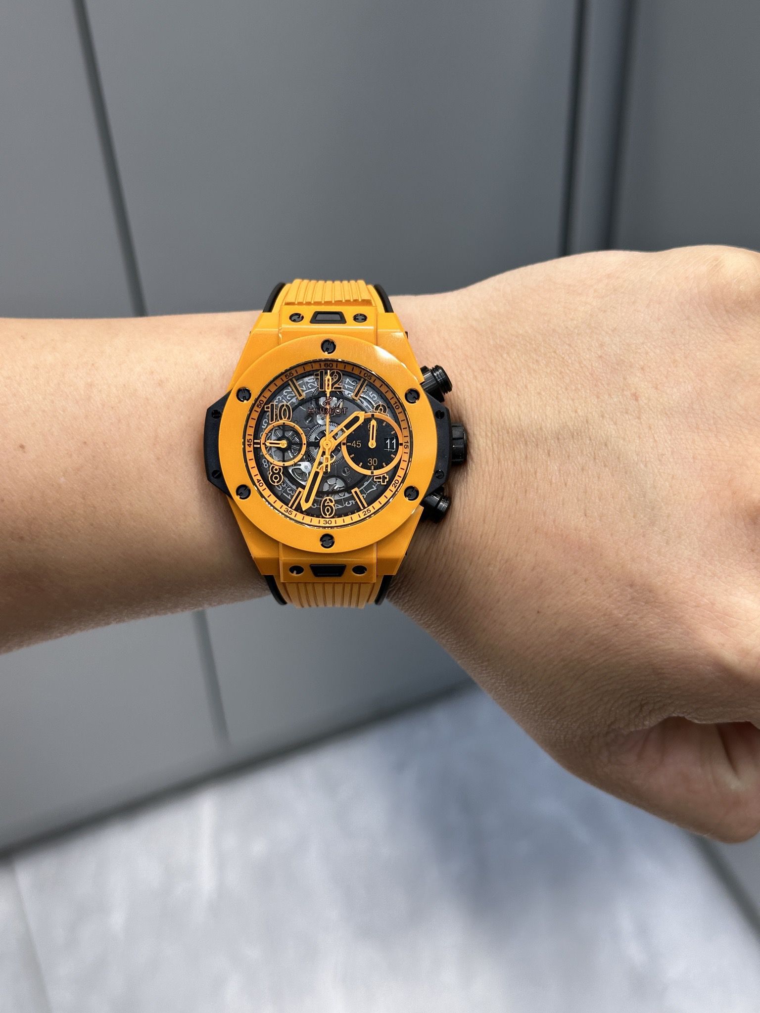 8-273.jpg Hublot Big Bang Unico Orange Ceramic 1:1 Super Clone Watch for Sale 1128806216 - front view | Big Bang Unico